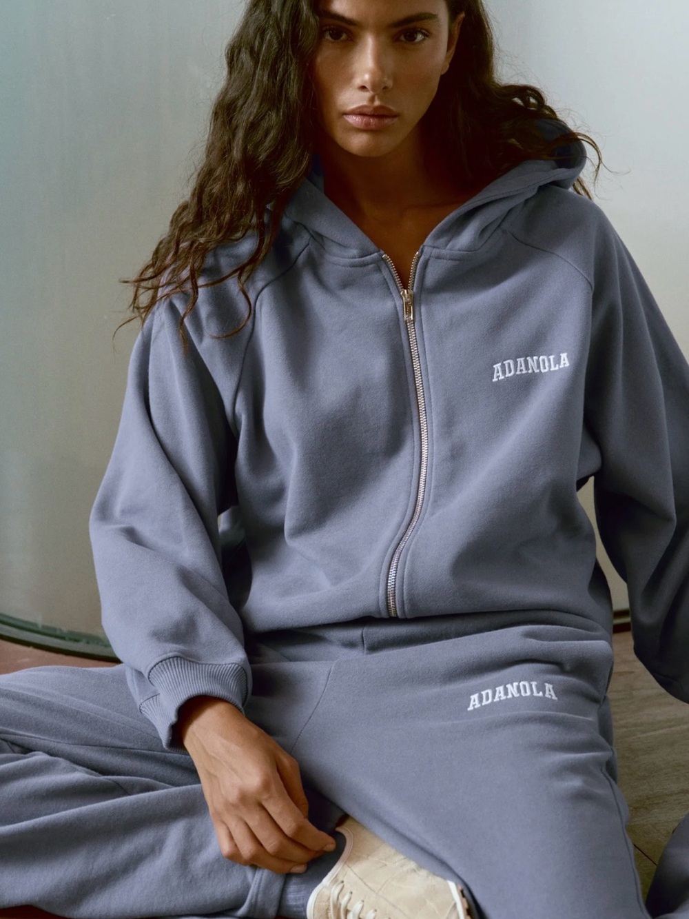 Adanola Zip-Up Hoodie in Slate Blue Gray